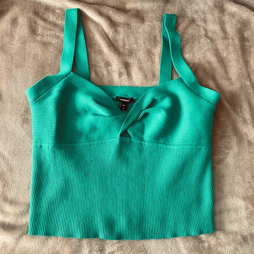 Express Teal Ribbed Tank Top